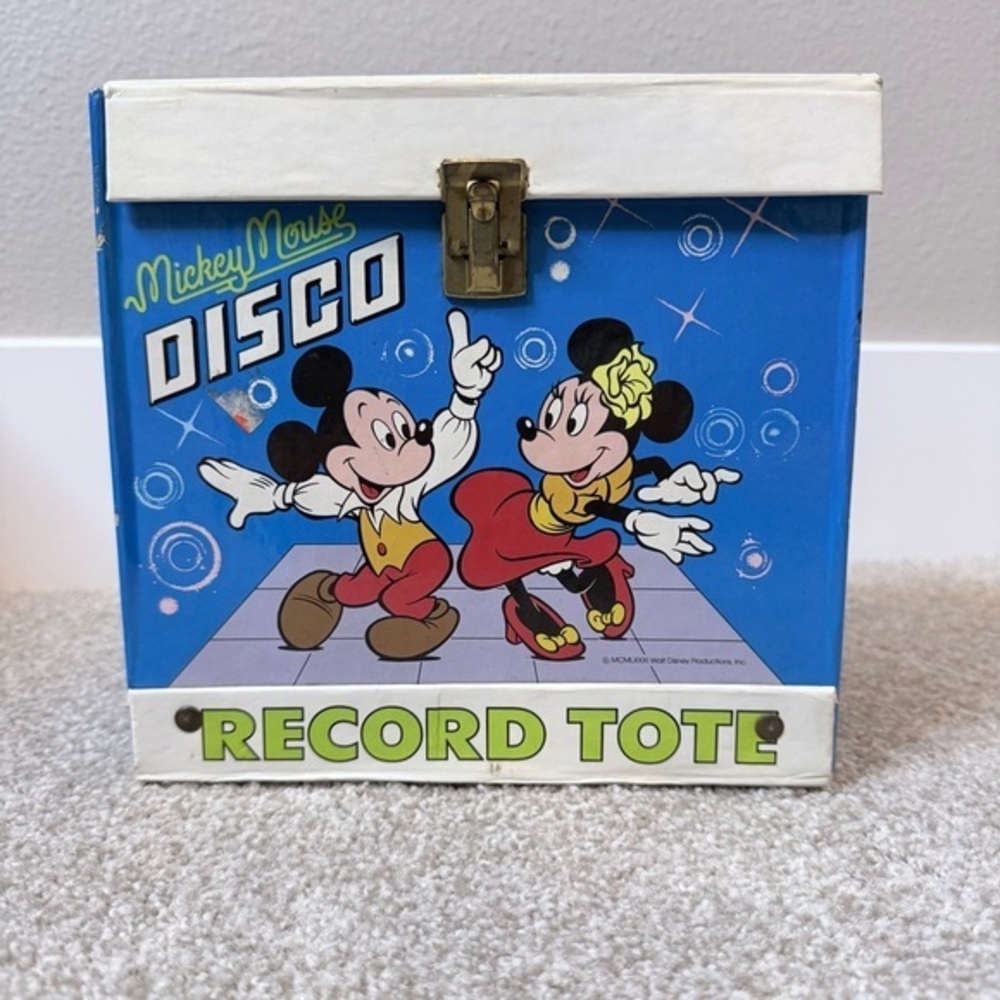 Vintage Micky Mouse Disco Record Tote with five Disney books/ 33 1/3 records